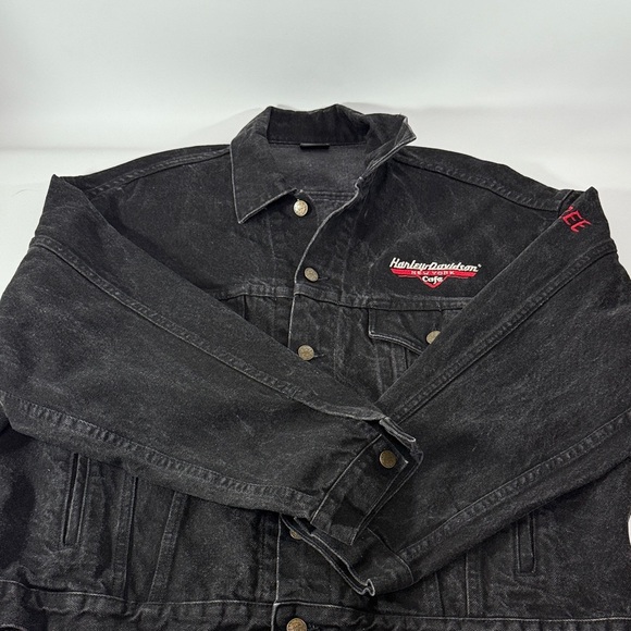 Vintage Harley-Davidson New York Cafe Black Denim Jacket - Picture 8 of 15
